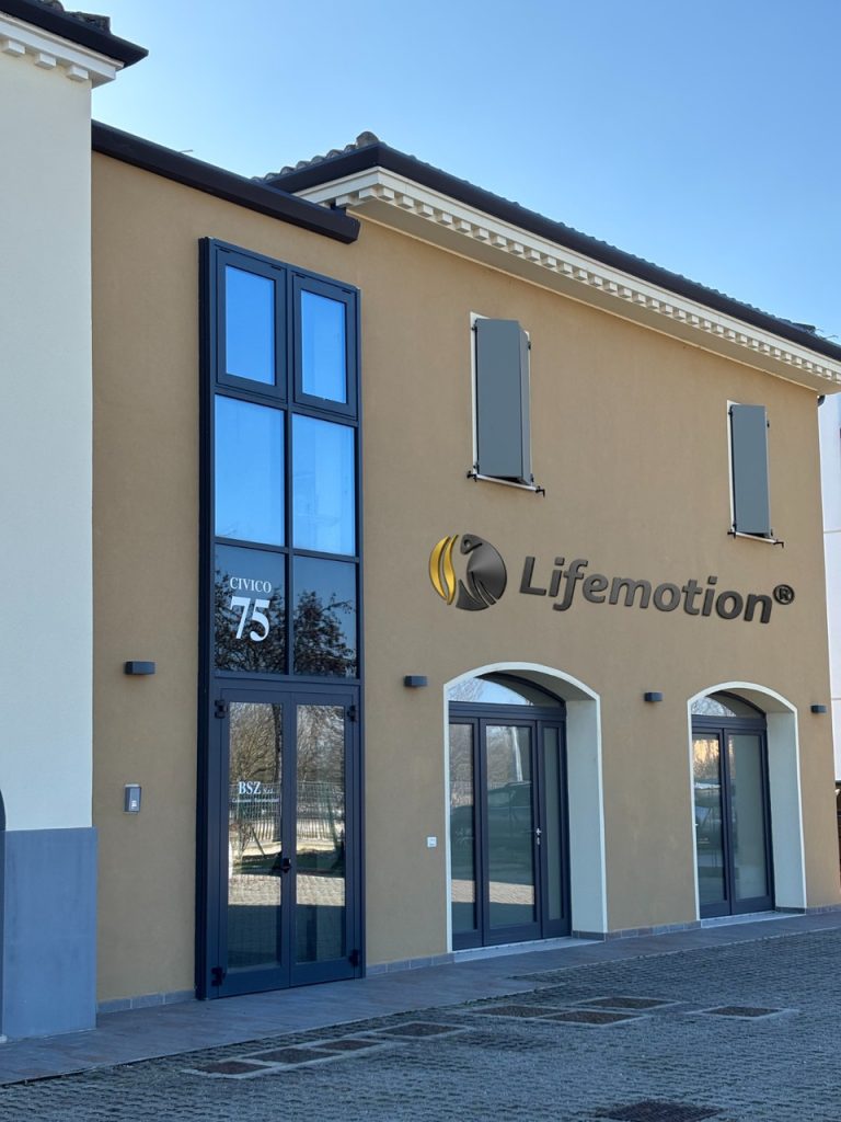 Close-up detail of the facade of the Lifemotion 